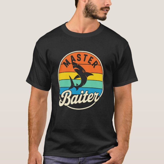 Meister-Köder-Fischerei - Retro Lustiger Hai-Fisch T-Shirt (Vorderseite)
