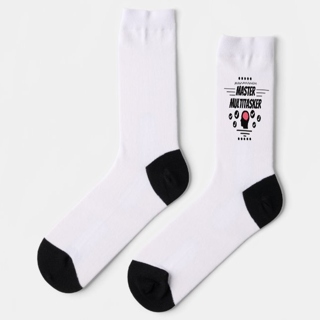 Meister-Multitasking-Funny-Aussage Socken (Linkes Detail)