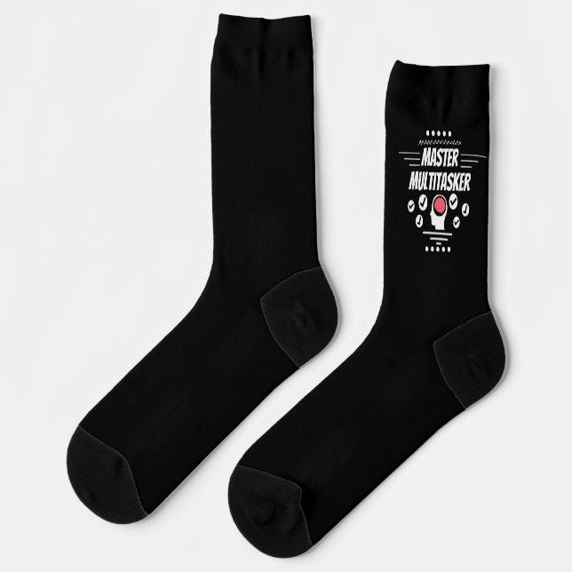 Meister-Multitasking-Funny-Statement Socken (Linkes Detail)