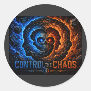 Meistere das Chaos, Bezwinge die Spirale T-Shirt – Runder Aufkleber