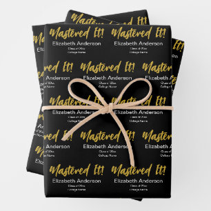 Meisterhaft! Schriftzug in Schwarz, Weiß und Gold Geschenkpapier Set