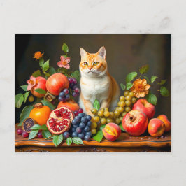 Meisterkatze unter Obst und Blume Postkarte