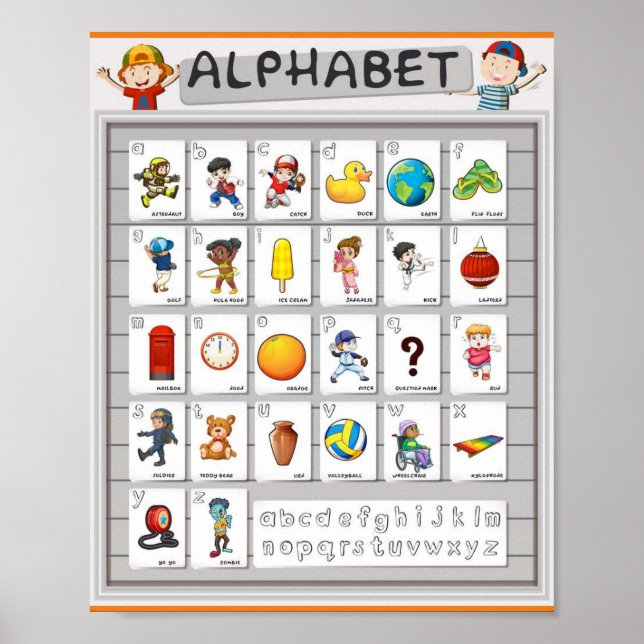 MEKIMI - Plakatdesign für englische Alphabete Poster (Vorne)
