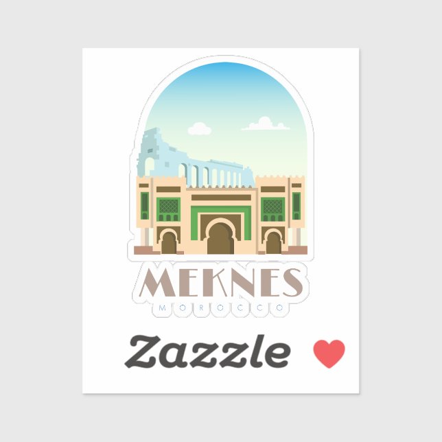 Meknes city morocline Skyline Aufkleber (Blatt)