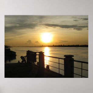 Mekong-Fluss Sonnenuntergang ... Nong Khai, Isaan, Poster