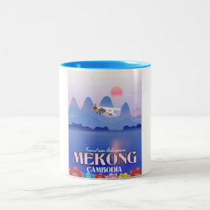 Mekong River Cambodia Vacation poster Zweifarbige Tasse