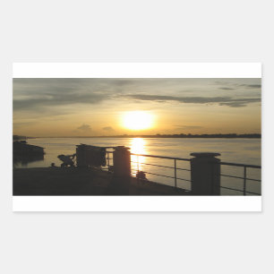 Mekong River Sunset ... Nong Khai, Isaan, Thailand Rechteckiger Aufkleber
