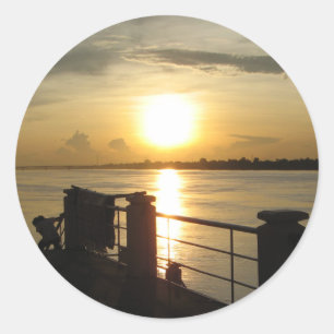 Mekong River Sunset ... Nong Khai, Isaan, Thailand Runder Aufkleber