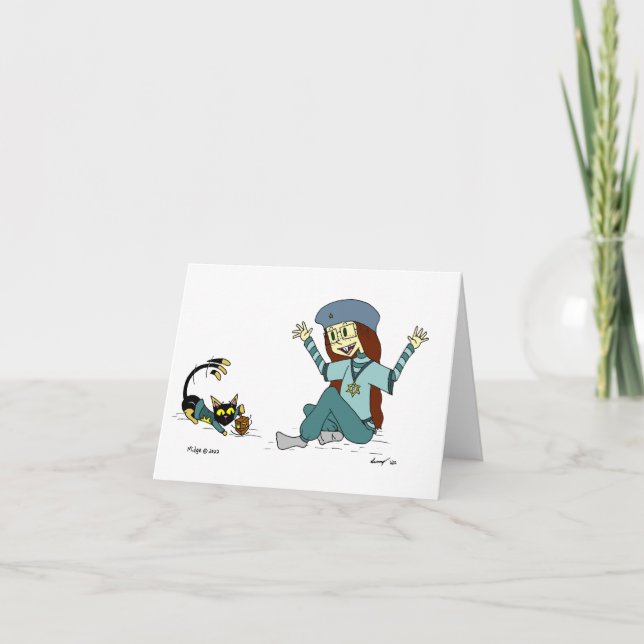 Mel the Cat and Maizy Customizable Hanukah Card Karte (Vorderseite)