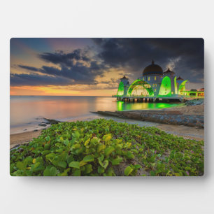 Melaka während Sonnenuntergang Masjid Selat Fotoplatte