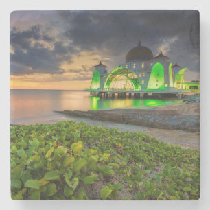 Melaka während Sonnenuntergangs Masjid Selat Steinuntersetzer
