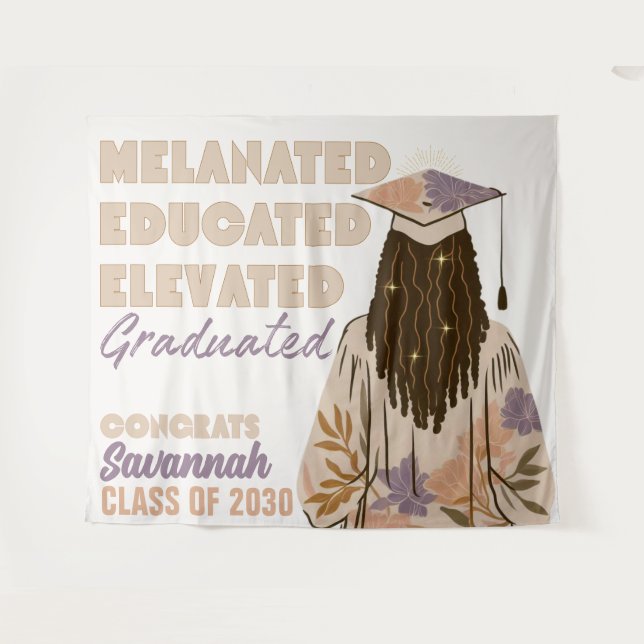 Melanated Educated Elevated Graduated Wandteppich (Vorderseite (Horizontal))