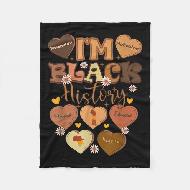 Melanated Motivierte Educated Black History Month Fleecedecke (Vorderseite)