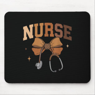 Melanated Nurse Black History Montag Coquette Bow Mousepad
