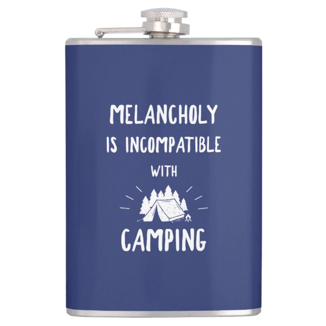 Melancholie ist mit Camping nicht kompatibel Flachmann (Vorderseite)