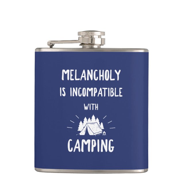 Melancholie ist mit Camping nicht kompatibel Flachmann (Vorderseite)
