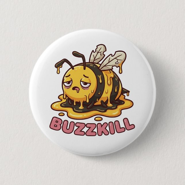 Melancholie-Schmelzbiene Sarkastischer Badge Button (Vorderseite)
