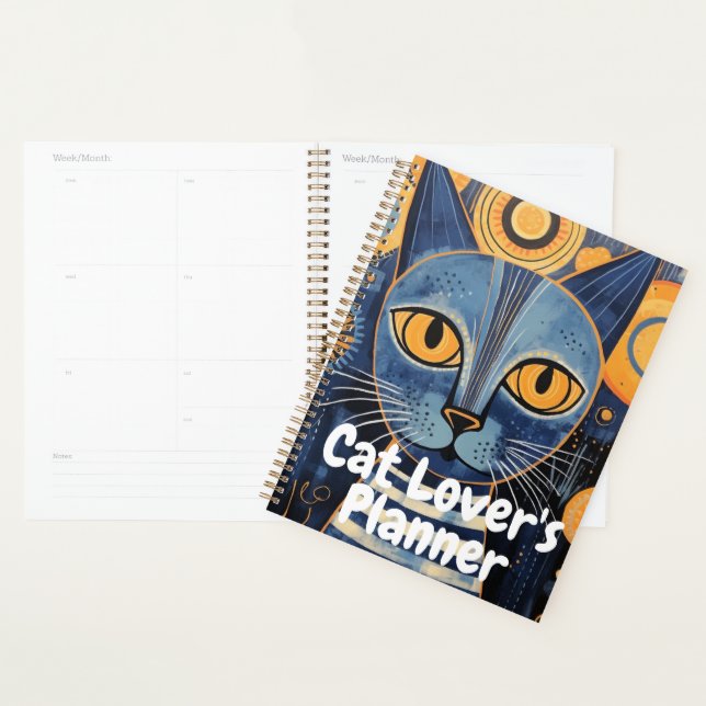 Melancholisch Boho Blue Yellow Cat Lover Planer (Anzeige)