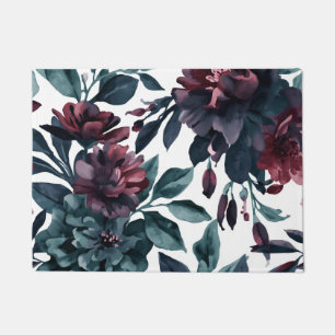 Melancholische Aquarell-Botanik-Blüten Floral Fußmatte