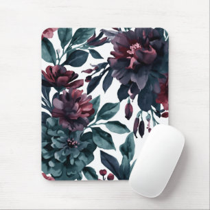 Melancholische Aquarell-Botanik-Blüten Floral Mousepad