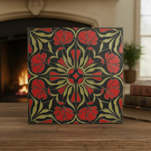 Melancholische Art Nouveau Blumenmedaillon#12 ID11 Fliese