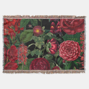 Melancholische Blumen in Schwarz und Burgunderrot  Decke
