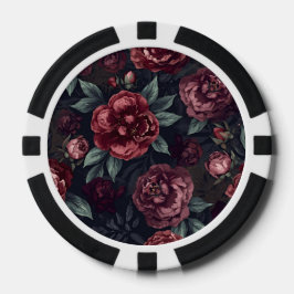 Melancholische Blumen Wasserfarbe Dunkelrotes Must Pokerchips