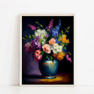 Melancholische Blumenkunst, Zeitlose Vintage-Baroc Poster