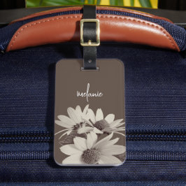 Melancholische braune Daisy mit individuellem Text Gepäckanhänger