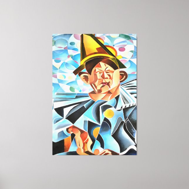 Melancholische Clown Geometrische Kunst Leinwanddruck (Vorderseite)