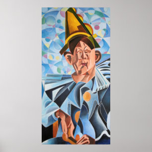 Melancholische Clown Geometrische Kunst Poster
