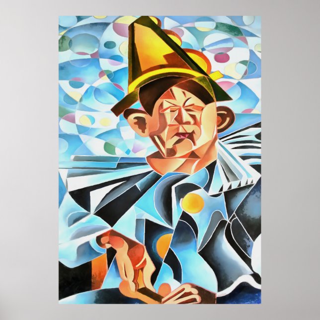 Melancholische Clown Geometrische Kunst Poster (Vorne)