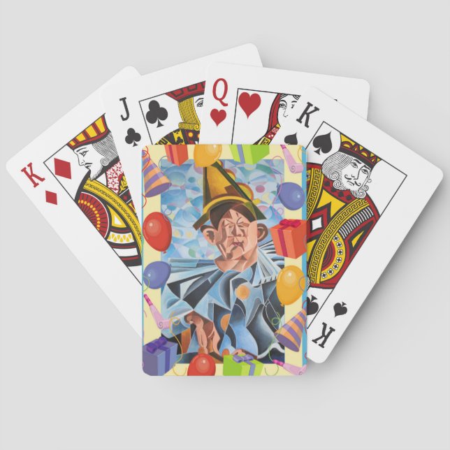 Melancholische Clown Geometrische Kunst Spielkarten (Rückseite)