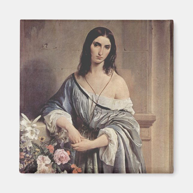 Melancholische Gedanken (von Francesco Hayez) Magnet (Vorne)