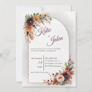 Melancholische Herbst-Blumen-Hochzeitseinladung Einladung