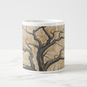 Melancholische Herbstbaum-Silhouette Vintage-Natur Jumbo-Tasse
