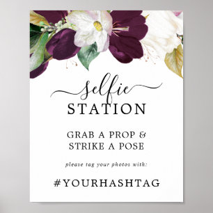 Melancholische Lila Selfie-Station Hochzeits-Hasht Poster