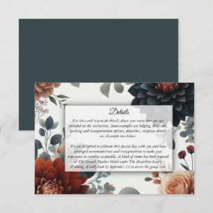 Melancholische Rustikale Herbstblumen Hochzeit Begleitkarte
