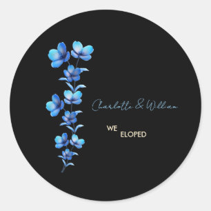 Melancholische Schwarz & Blau Blumen 'Wir haben un Runder Aufkleber