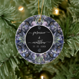 Melancholische schwarze Blumen Hochzeitspaarnamen Keramik Ornament