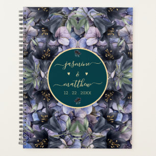 Melancholische schwarze Blumen Hochzeitspaarnamen Planer