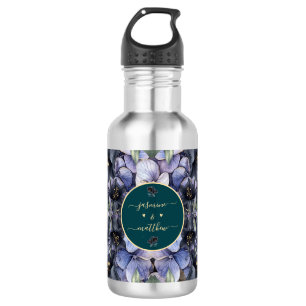 Melancholische schwarze Blumen-Klassiker-Paar-Name Edelstahlflasche