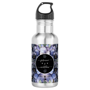 Melancholische schwarze Blumen-Klassiker-Paar-Name Edelstahlflasche