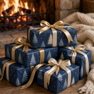 Melancholische Wasserfarbe Winter-Tanne Dunkles Ma Geschenkpapier