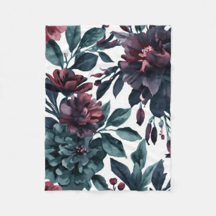 Melancholische Wasserfarben-Botanik-Blüten Floral Fleecedecke