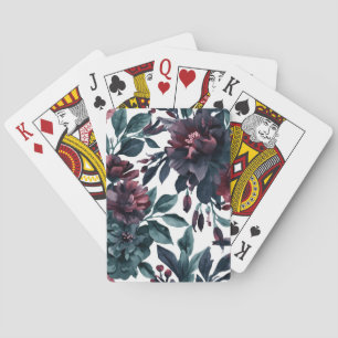 Melancholische Wasserfarben-Botanik-Blüten Floral Spielkarten