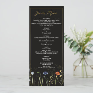 Melancholische Wildblumen-Boho-Botanik-Speisekarte Einladung
