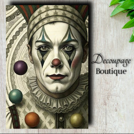 Melancholischer Clown Decoupage Seidenpapier