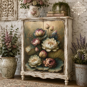 Melancholischer Lotus Blumen Botanischer Dekor mit Seidenpapier