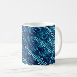 Melancholisches Cyan und Blaue Farn-Cyanotypie-Ins Kaffeetasse